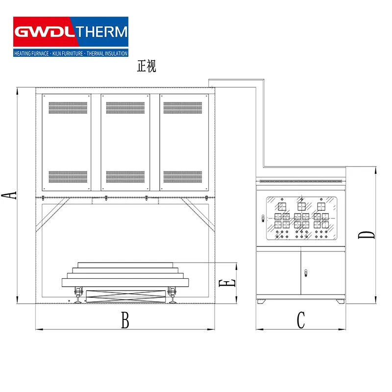Technical Drawings for 1800°C Dual-Station Atmosphere Elevator-Type High-Temperature Furnace