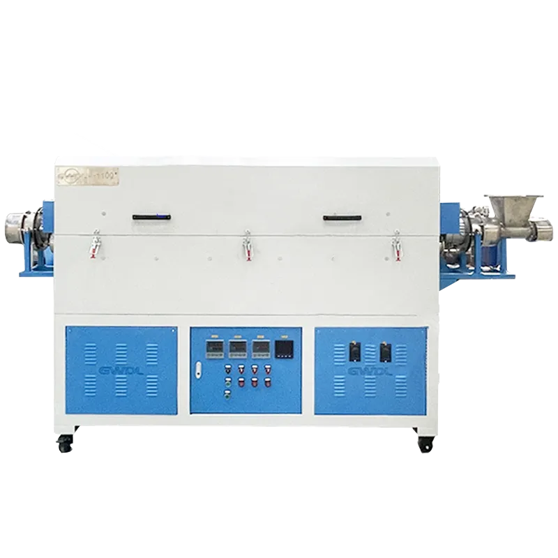 Intermittent Sealed Multi-Zone Rotary Furnace  Furnace Tube Material 310S Stainless Steel Rotation Speed: 3-10 r/min Adjustable